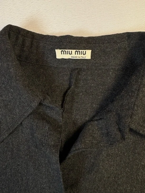miu miu charcoal wool tailored button up blouse italy - Picture 6 of 15